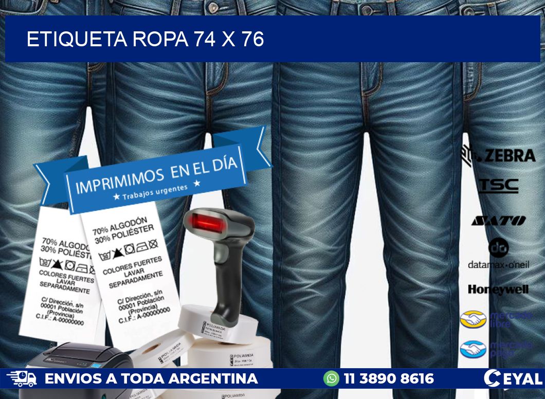 ETIQUETA ROPA 74 x 76