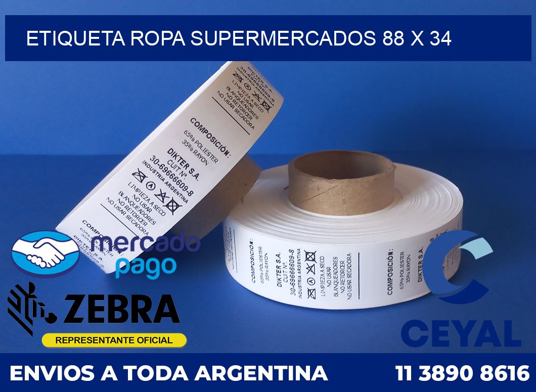 ETIQUETA ROPA SUPERMERCADOS 88 x 34