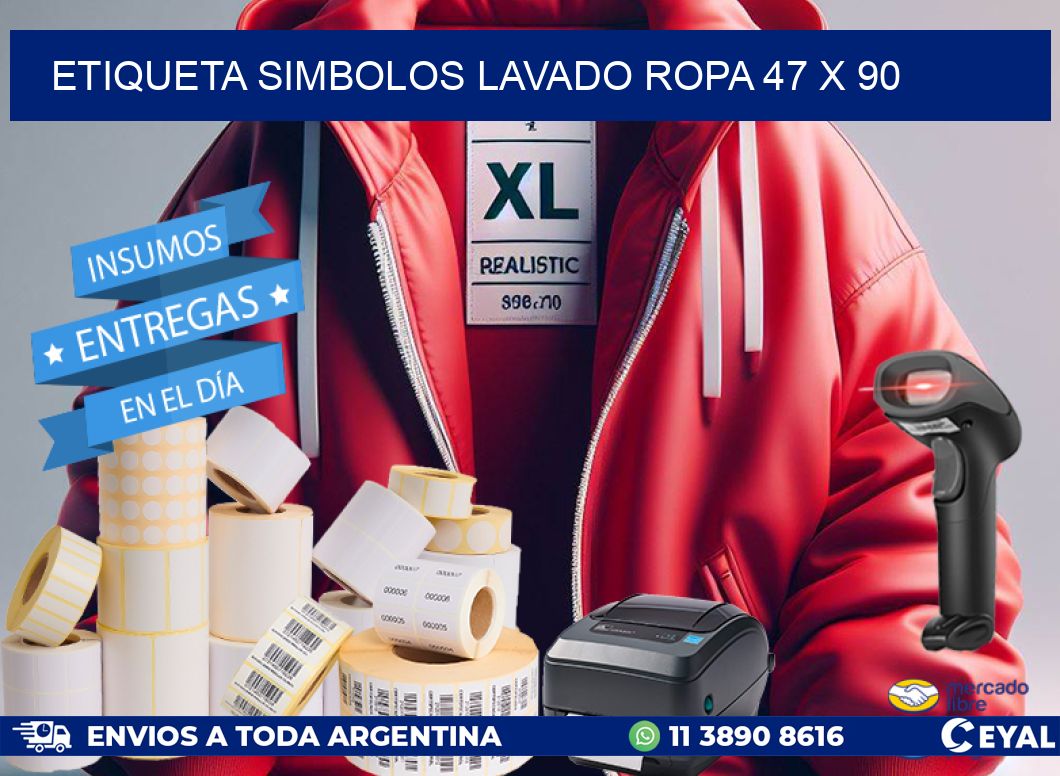 ETIQUETA SIMBOLOS LAVADO ROPA 47 x 90