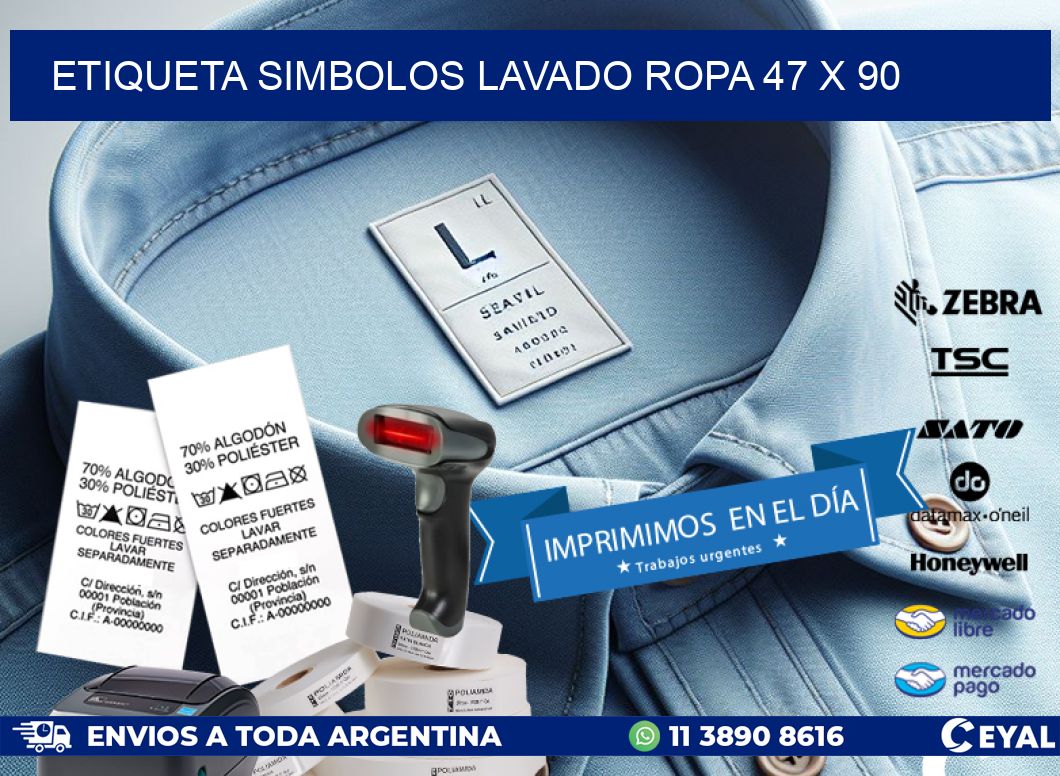 ETIQUETA SIMBOLOS LAVADO ROPA 47 x 90