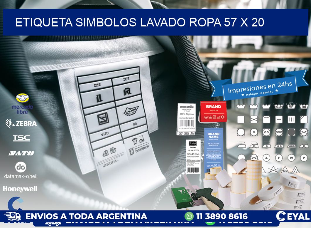 ETIQUETA SIMBOLOS LAVADO ROPA 57 x 20