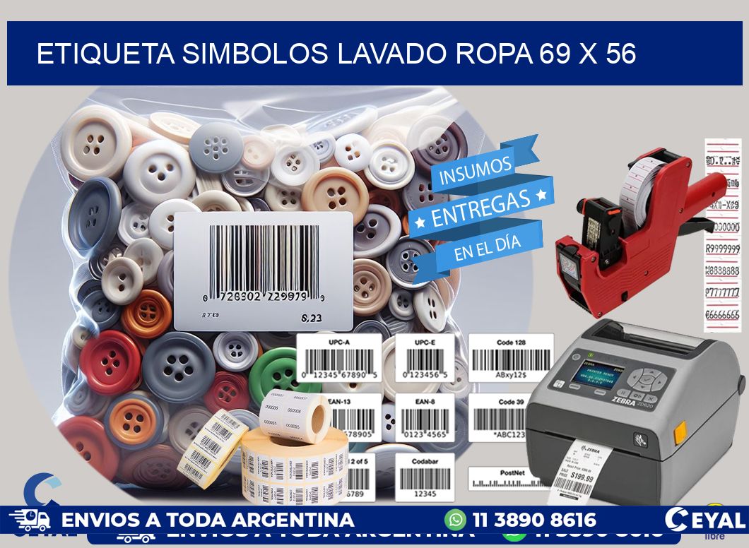 ETIQUETA SIMBOLOS LAVADO ROPA 69 x 56