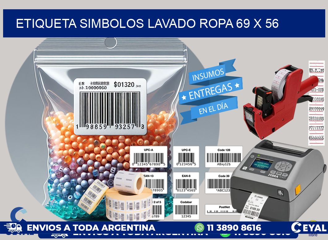ETIQUETA SIMBOLOS LAVADO ROPA 69 x 56