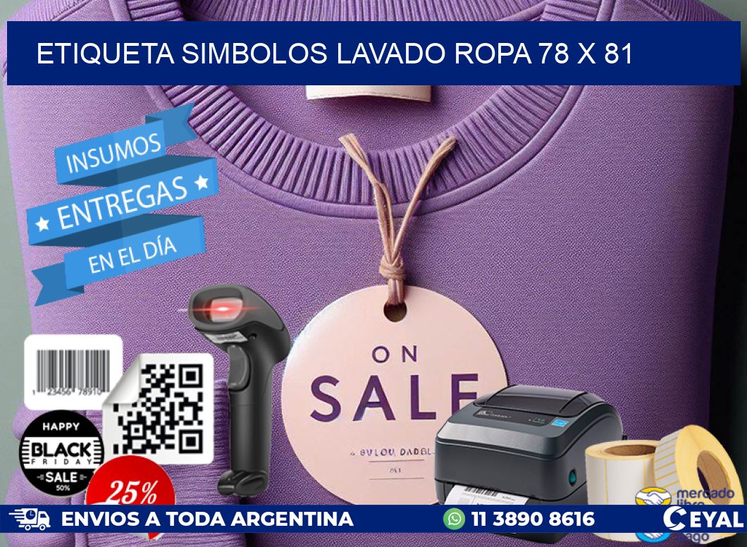 ETIQUETA SIMBOLOS LAVADO ROPA 78 x 81