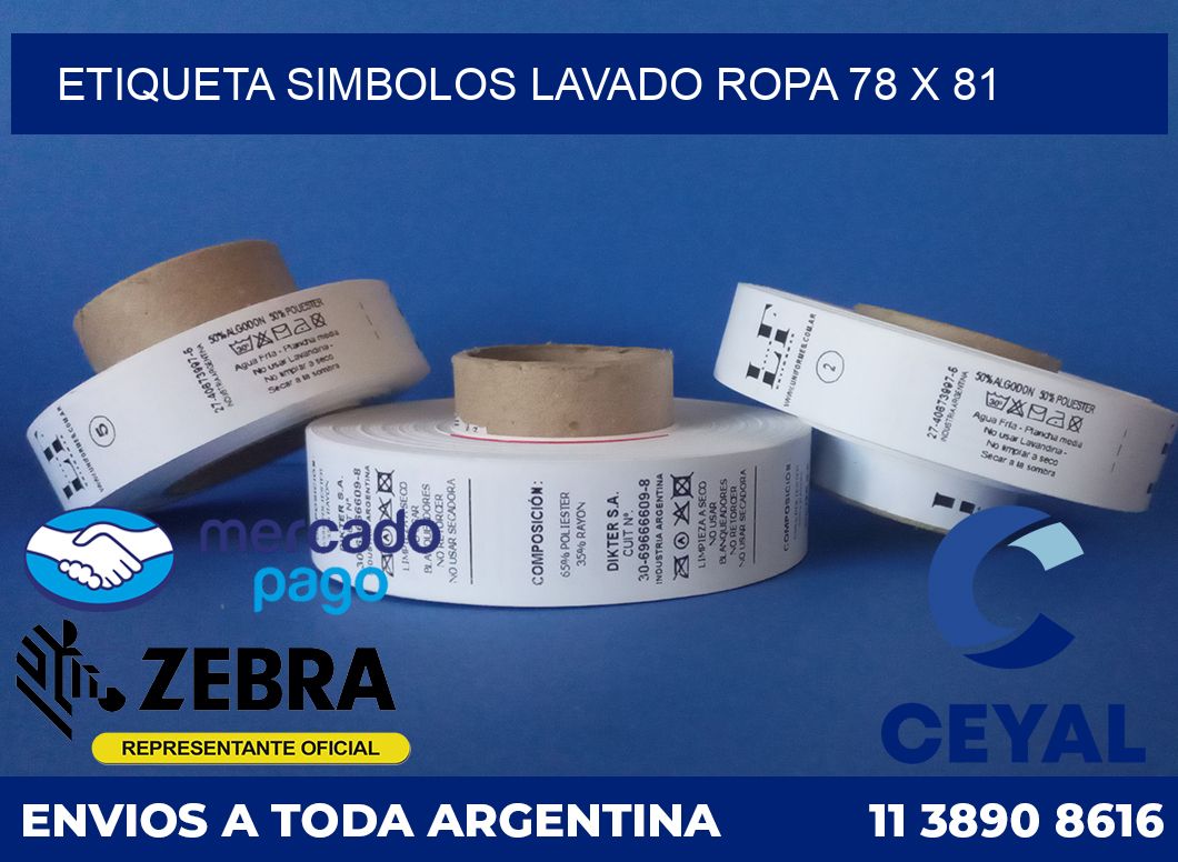 ETIQUETA SIMBOLOS LAVADO ROPA 78 x 81