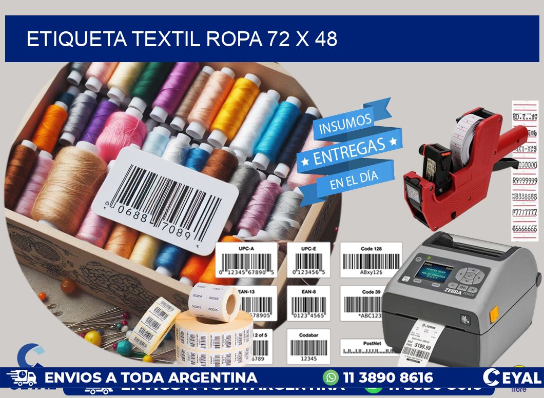 ETIQUETA TEXTIL ROPA 72 x 48