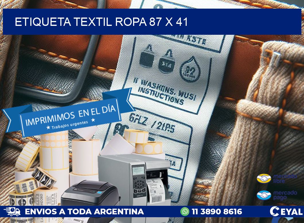 ETIQUETA TEXTIL ROPA 87 x 41