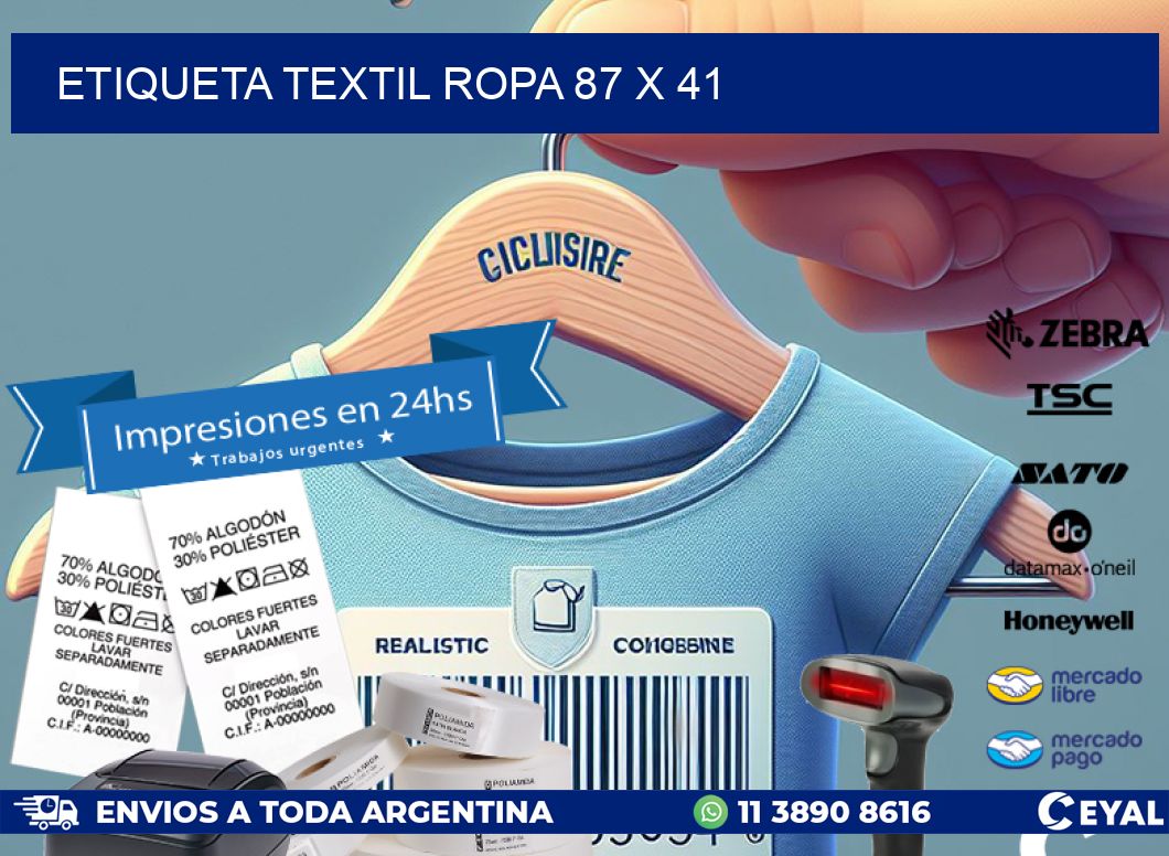 ETIQUETA TEXTIL ROPA 87 x 41