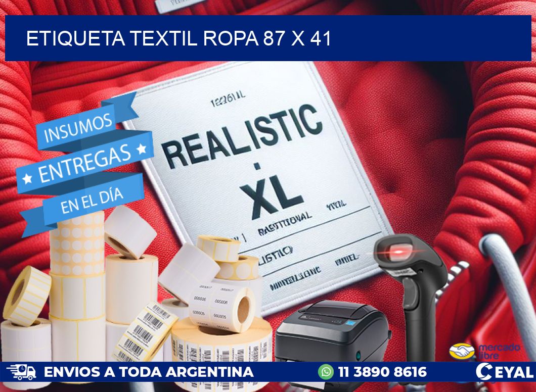 ETIQUETA TEXTIL ROPA 87 x 41