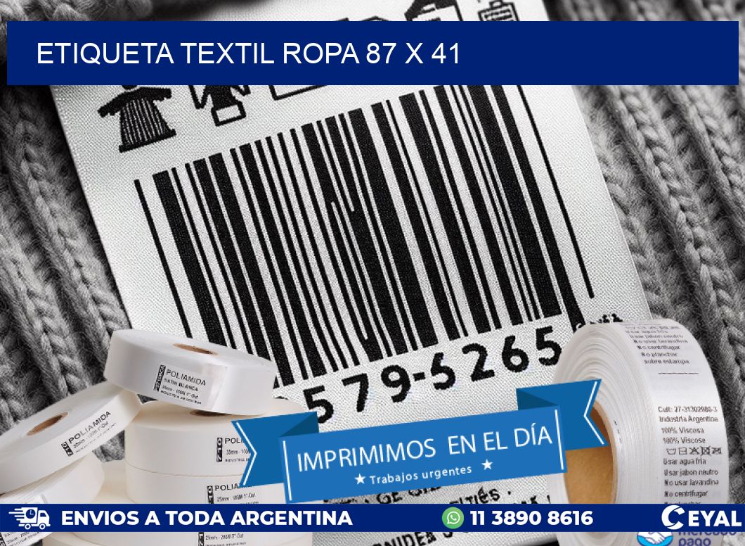 ETIQUETA TEXTIL ROPA 87 x 41
