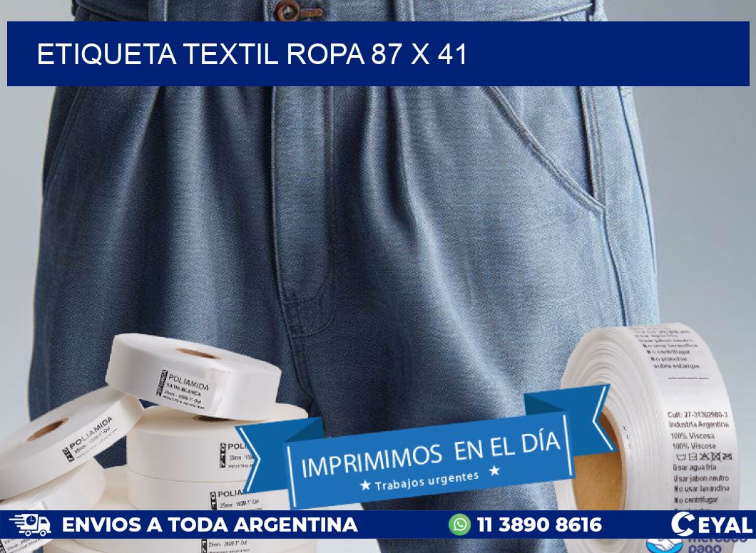 ETIQUETA TEXTIL ROPA 87 x 41