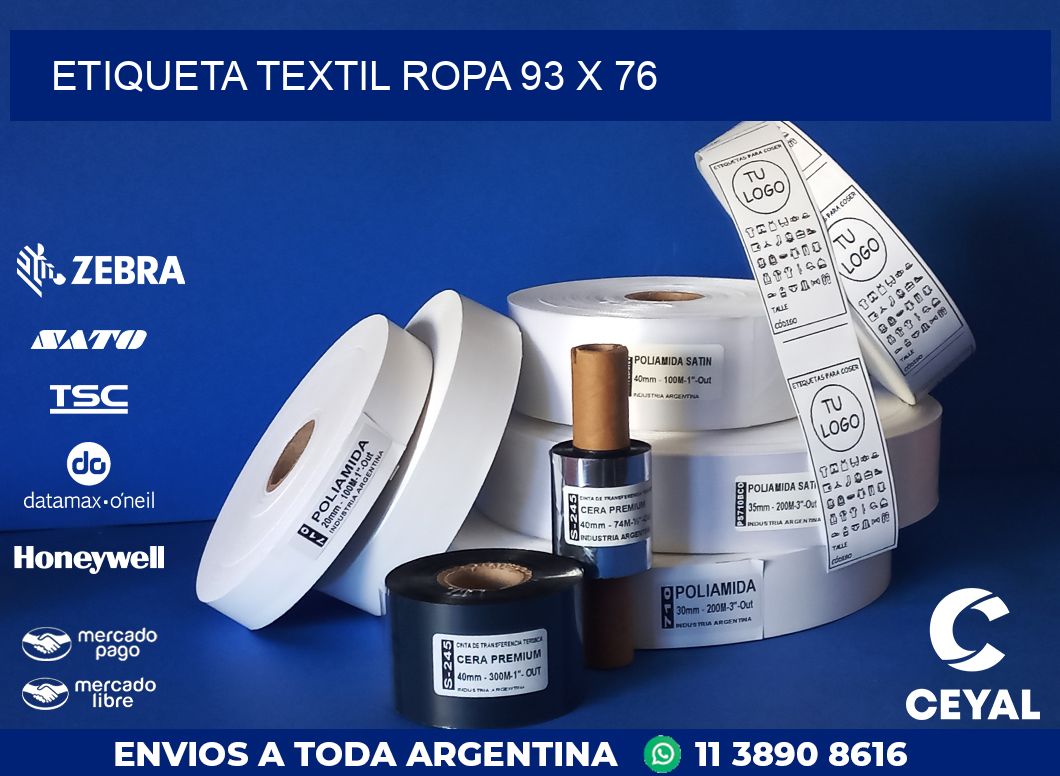 ETIQUETA TEXTIL ROPA 93 x 76