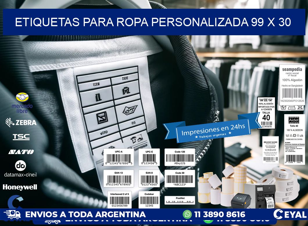 ETIQUETAS PARA ROPA PERSONALIZADA 99 x 30