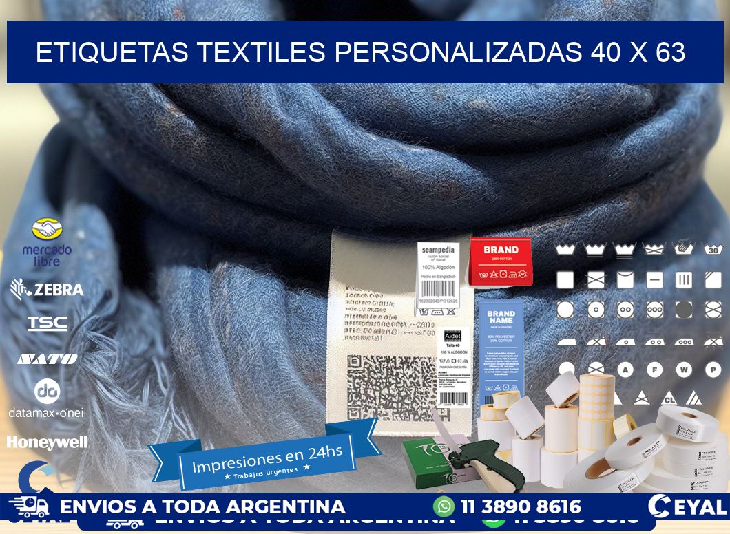 ETIQUETAS TEXTILES PERSONALIZADAS 40 x 63