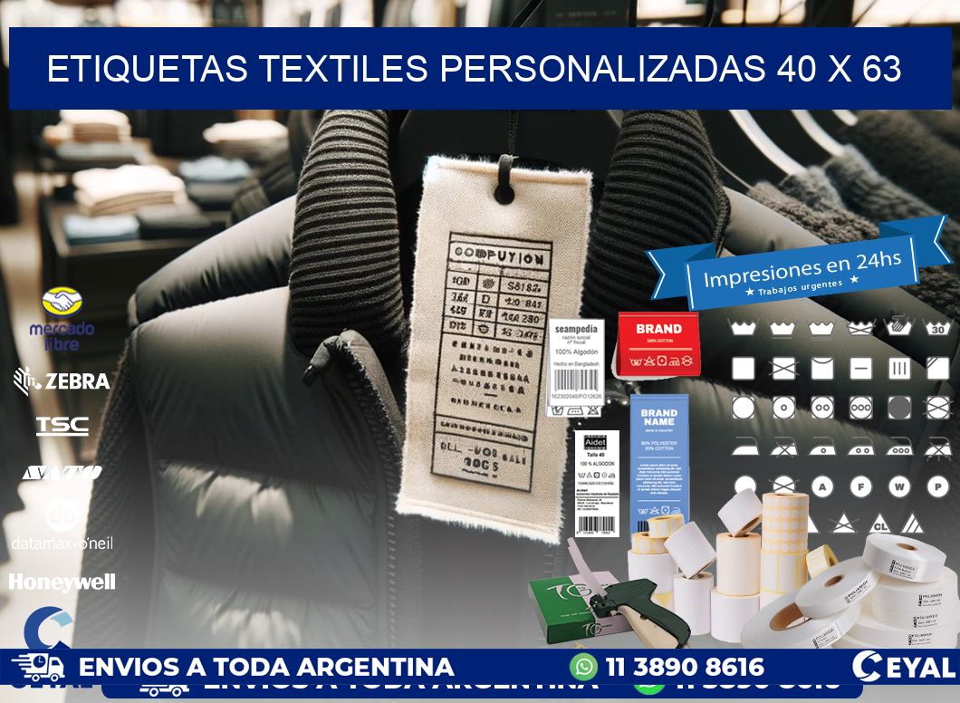 ETIQUETAS TEXTILES PERSONALIZADAS 40 x 63