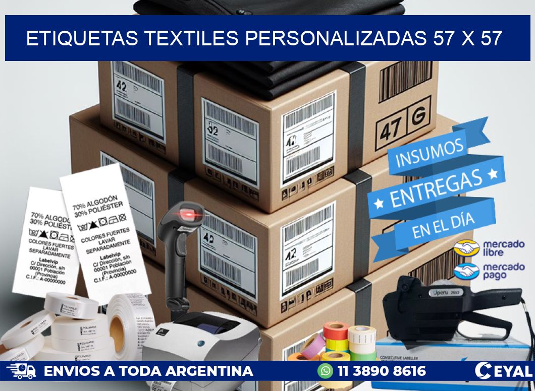 ETIQUETAS TEXTILES PERSONALIZADAS 57 x 57