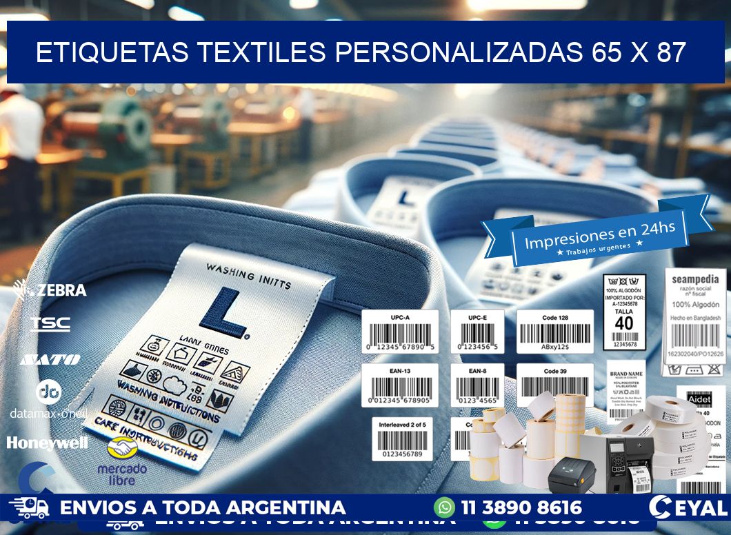 ETIQUETAS TEXTILES PERSONALIZADAS 65 x 87