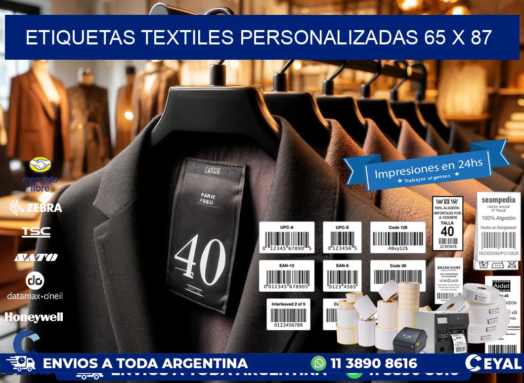 ETIQUETAS TEXTILES PERSONALIZADAS 65 x 87