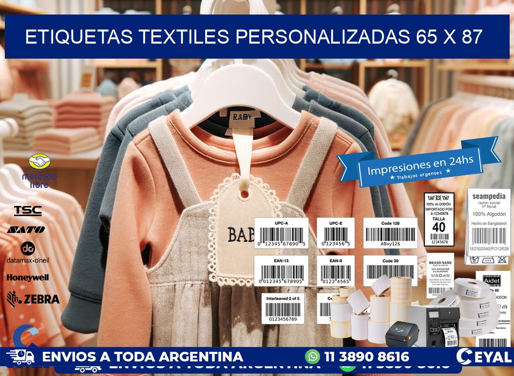 ETIQUETAS TEXTILES PERSONALIZADAS 65 x 87