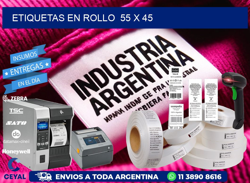 ETIQUETAS EN ROLLO 55 x 45