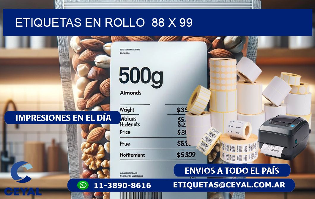 ETIQUETAS EN ROLLO 88 x 99