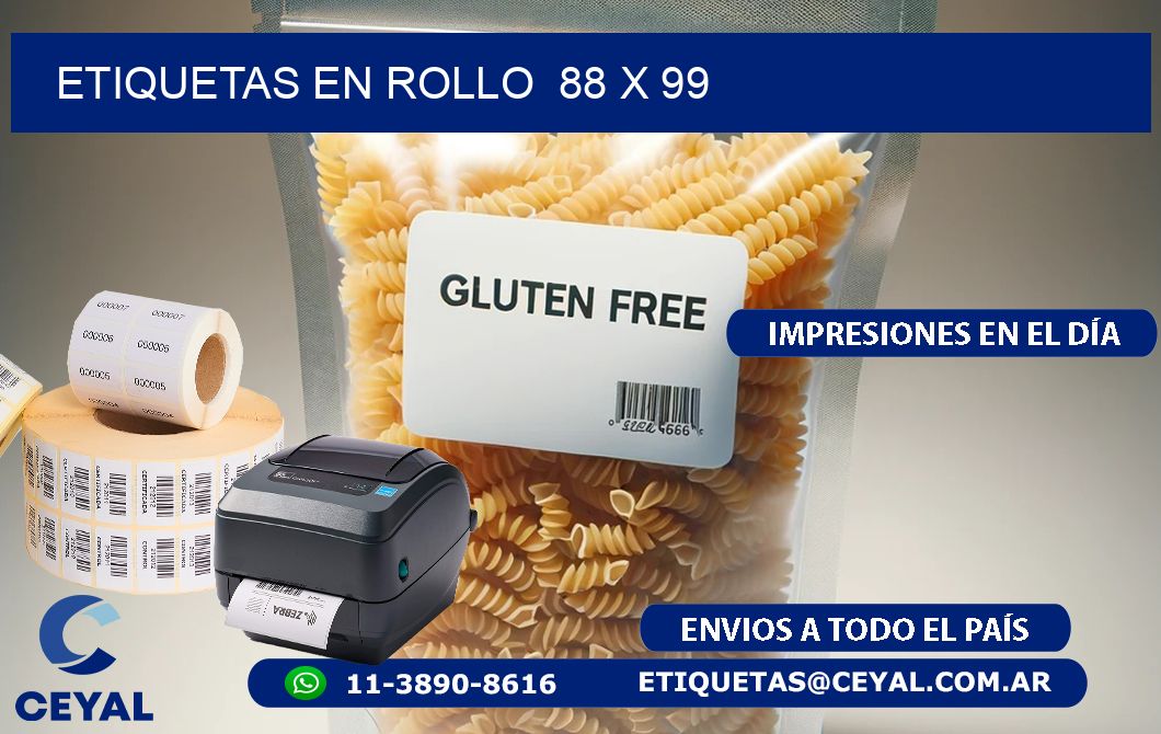 ETIQUETAS EN ROLLO 88 x 99