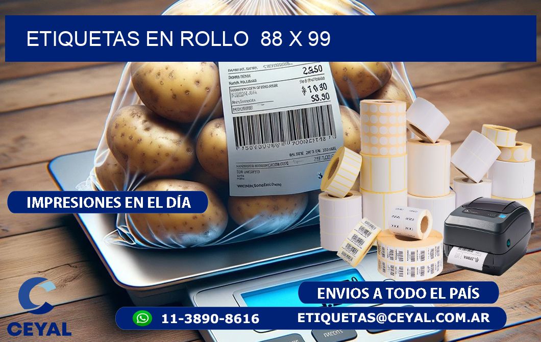 ETIQUETAS EN ROLLO  88 x 99