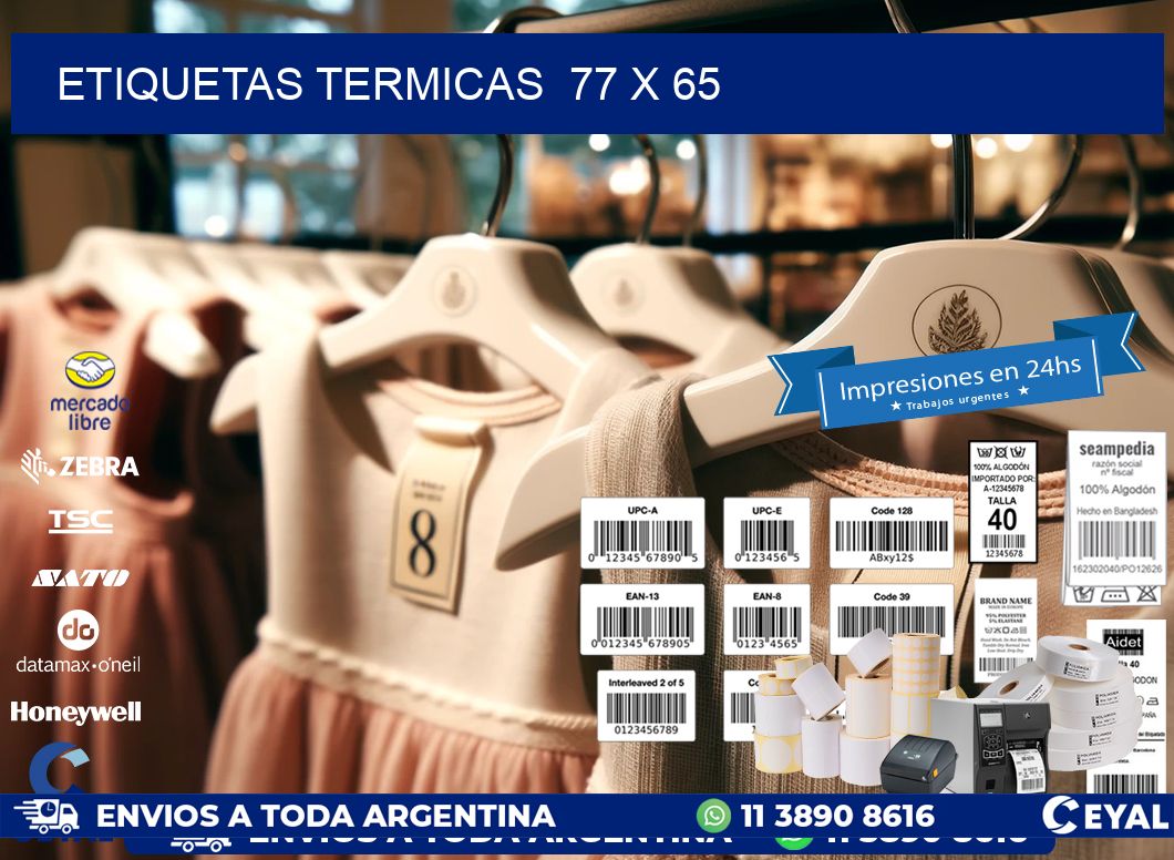 ETIQUETAS TERMICAS  77 x 65