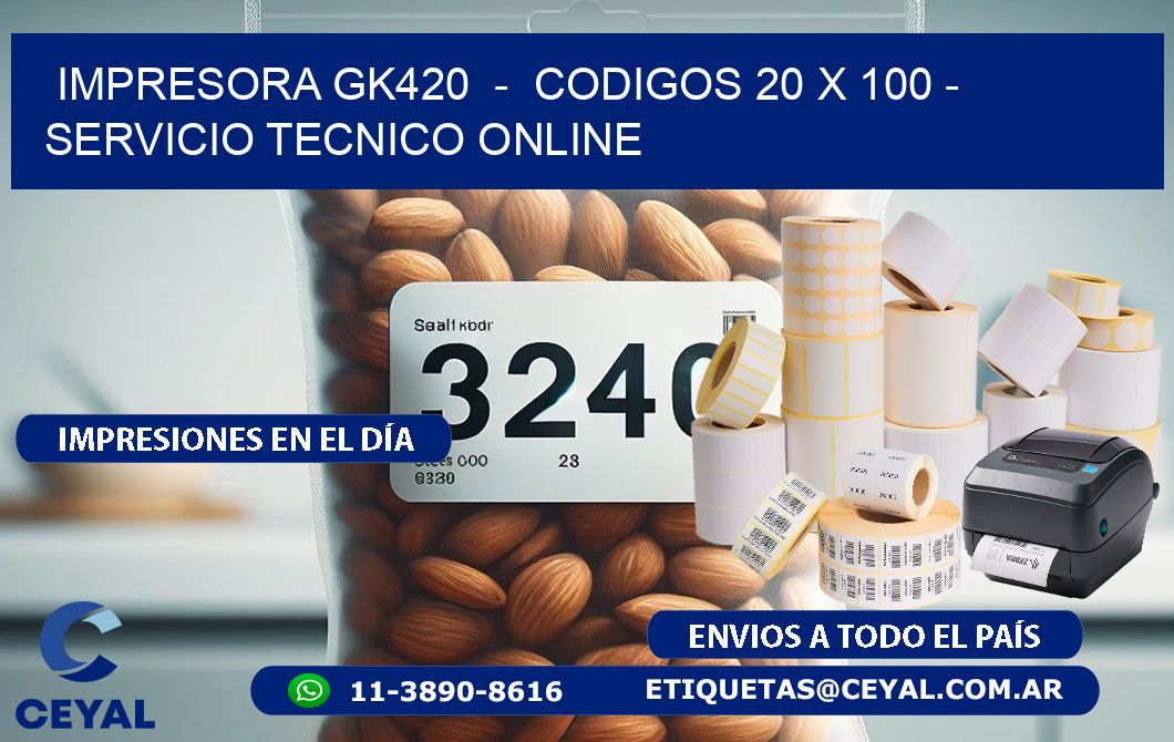 IMPRESORA GK420  -  CODIGOS 20 x 100 - SERVICIO TECNICO ONLINE