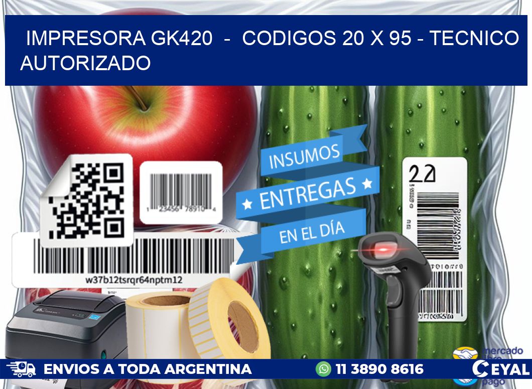 IMPRESORA GK420  -  CODIGOS 20 x 95 - TECNICO AUTORIZADO