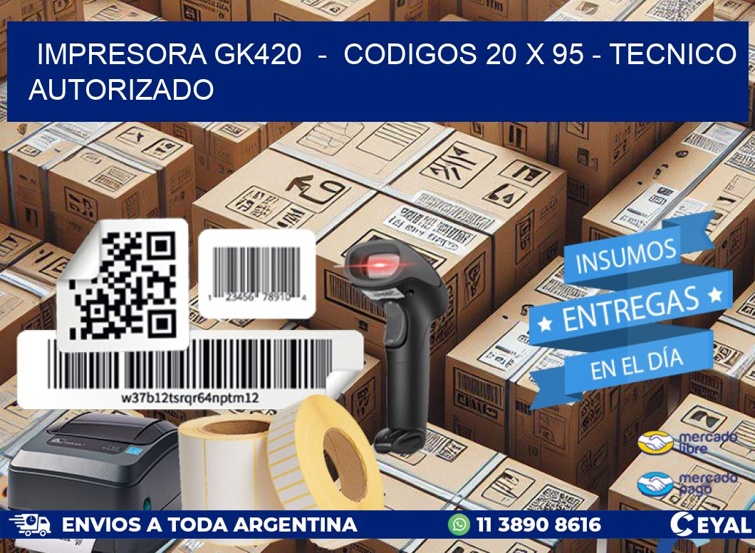 IMPRESORA GK420  –  CODIGOS 20 x 95 – TECNICO AUTORIZADO