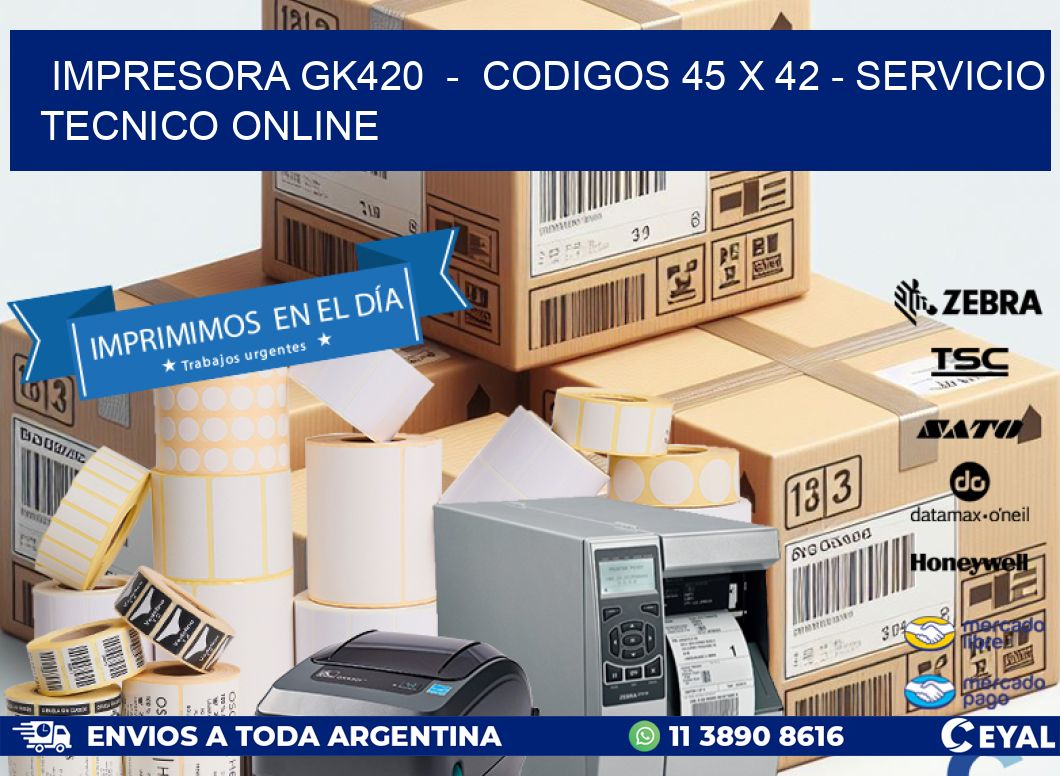 IMPRESORA GK420  -  CODIGOS 45 x 42 - SERVICIO TECNICO ONLINE