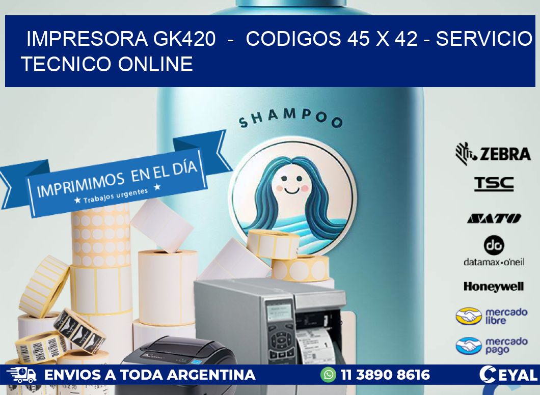 IMPRESORA GK420  -  CODIGOS 45 x 42 - SERVICIO TECNICO ONLINE