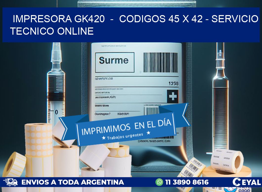 IMPRESORA GK420  –  CODIGOS 45 x 42 – SERVICIO TECNICO ONLINE