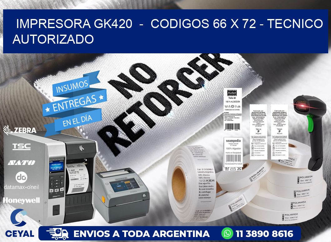 IMPRESORA GK420 - CODIGOS 66 x 72 - TECNICO AUTORIZADO