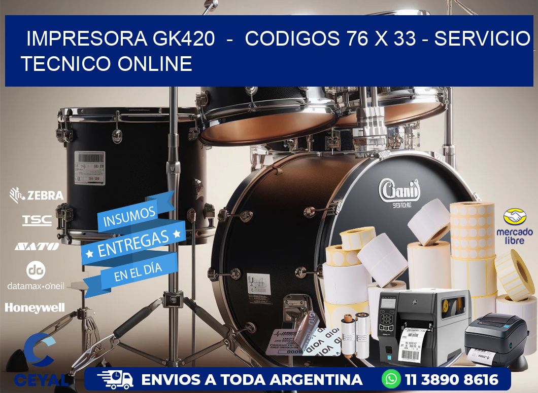 IMPRESORA GK420  -  CODIGOS 76 x 33 - SERVICIO TECNICO ONLINE