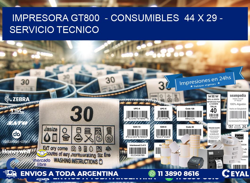 IMPRESORA GT800  - CONSUMIBLES  44 x 29 - SERVICIO TECNICO