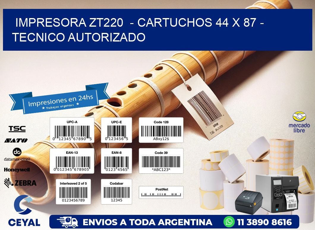 IMPRESORA ZT220  - CARTUCHOS 44 x 87 - TECNICO AUTORIZADO