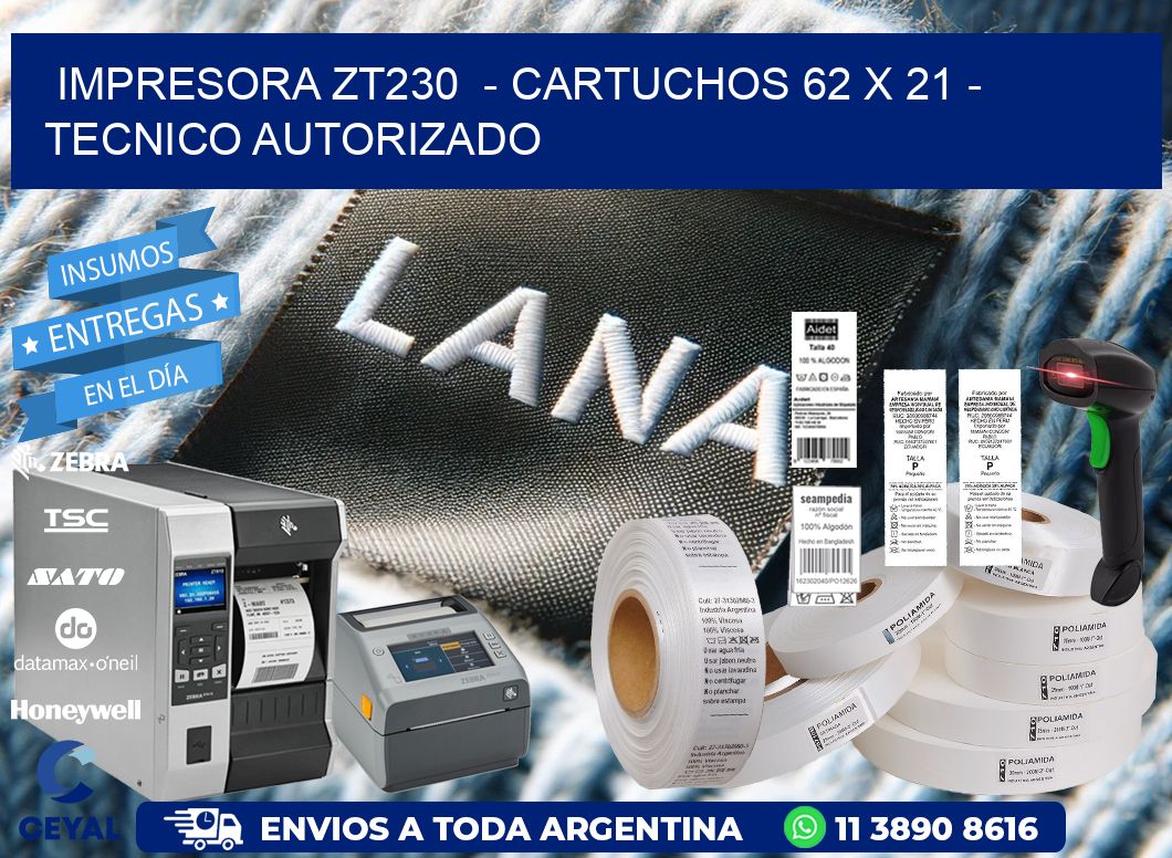 IMPRESORA ZT230  - CARTUCHOS 62 x 21 - TECNICO AUTORIZADO