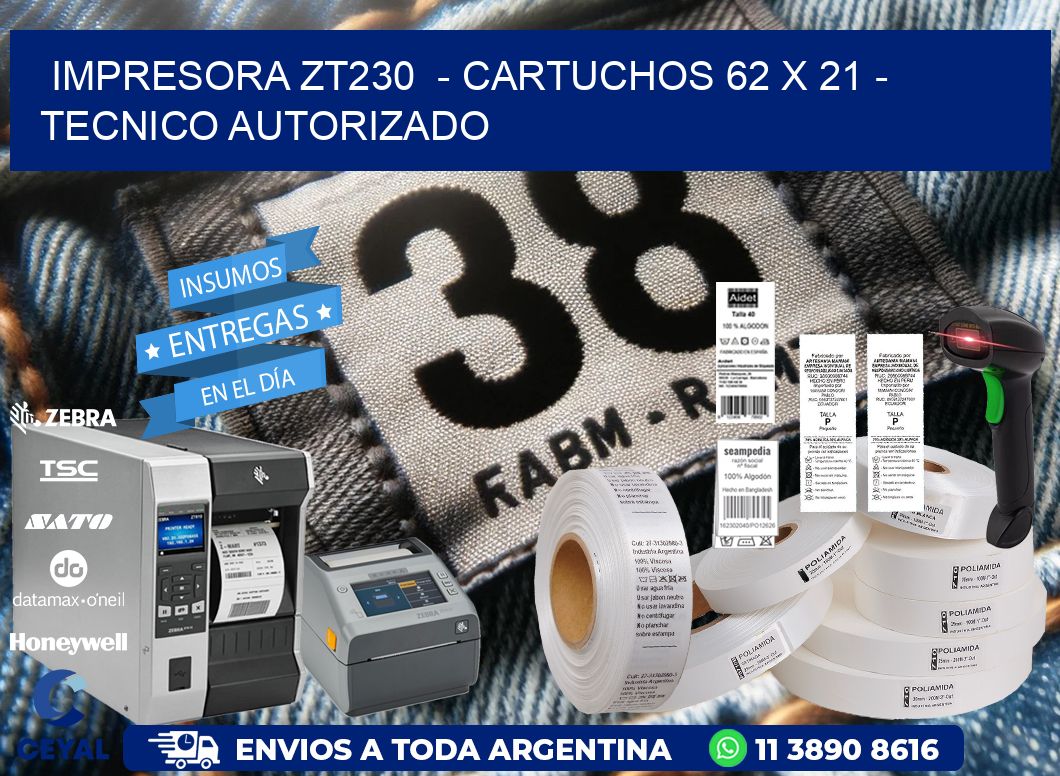 IMPRESORA ZT230  - CARTUCHOS 62 x 21 - TECNICO AUTORIZADO