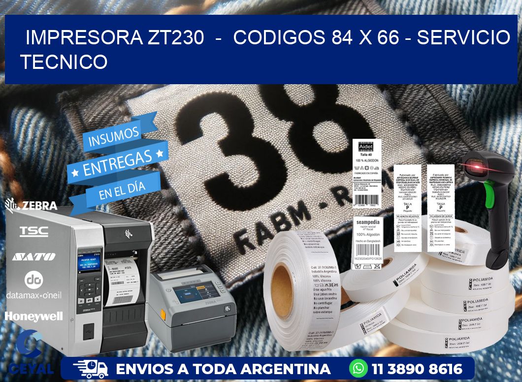 IMPRESORA ZT230  -  CODIGOS 84 x 66 - SERVICIO TECNICO