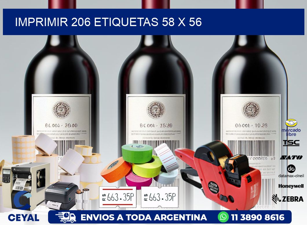 IMPRIMIR 206 ETIQUETAS 58 x 56