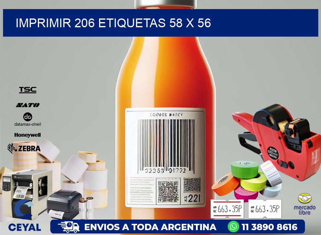 IMPRIMIR 206 ETIQUETAS 58 x 56