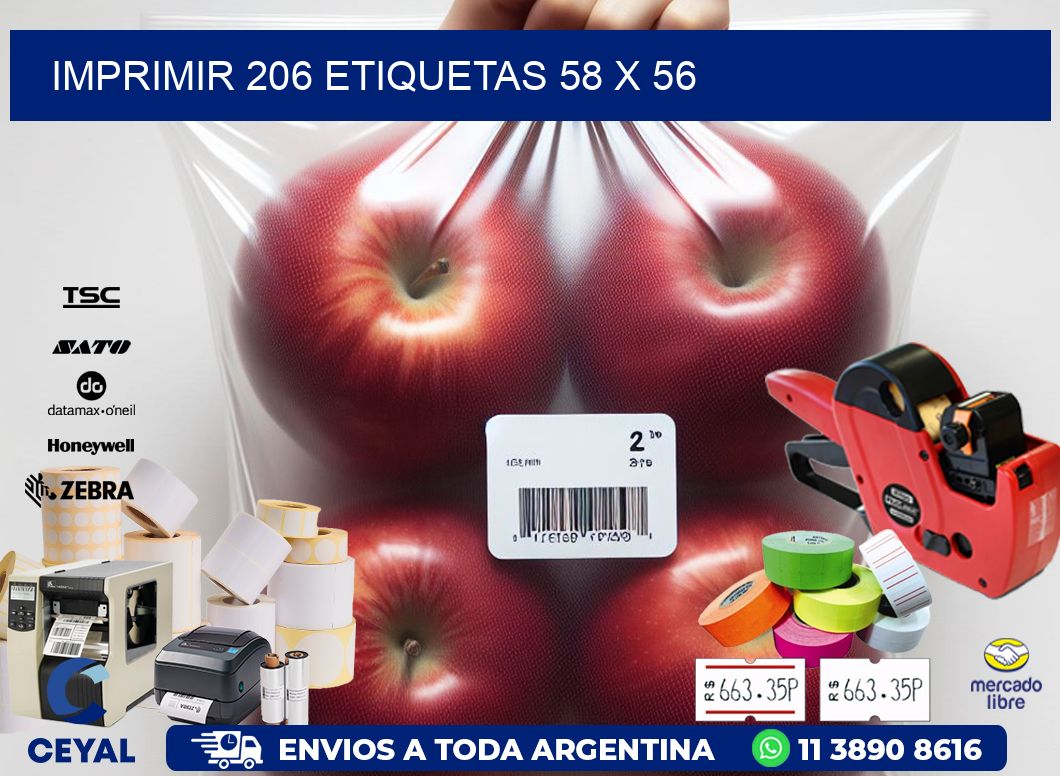 IMPRIMIR 206 ETIQUETAS 58 x 56