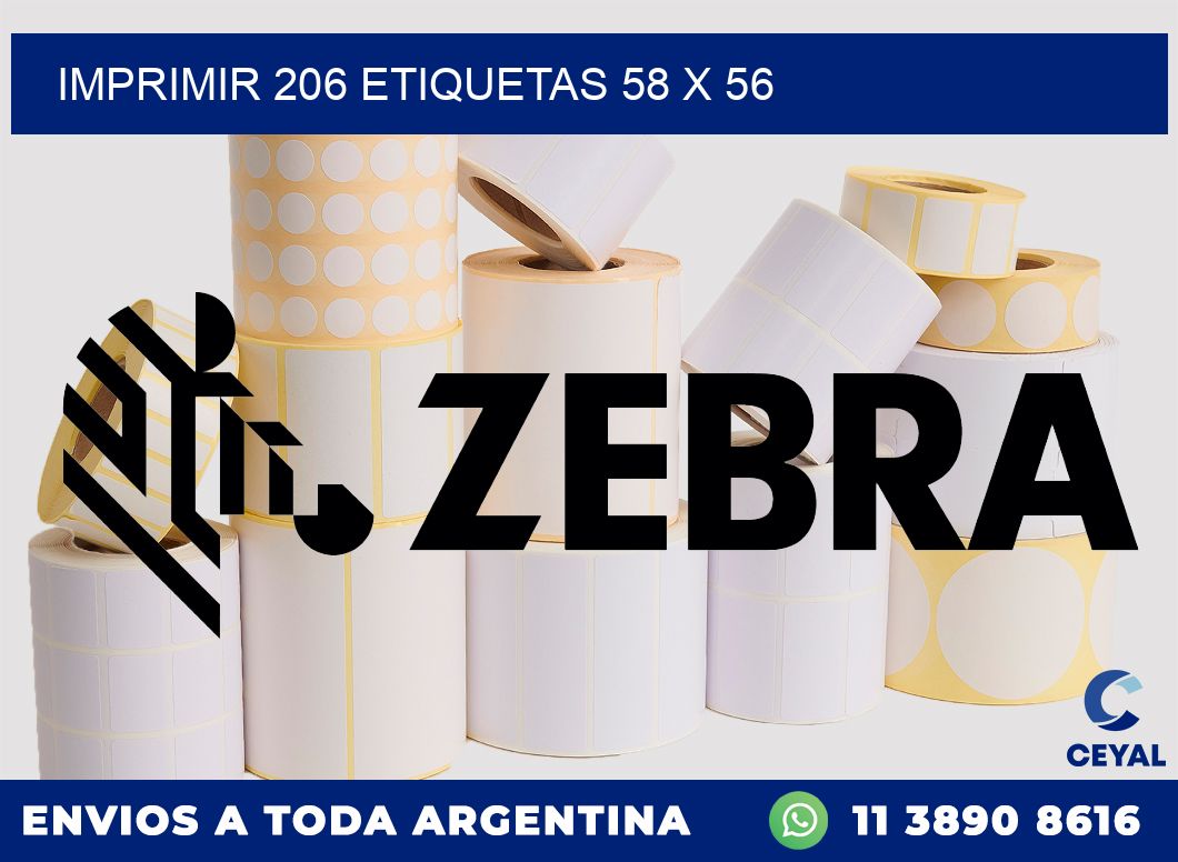 IMPRIMIR 206 ETIQUETAS 58 x 56