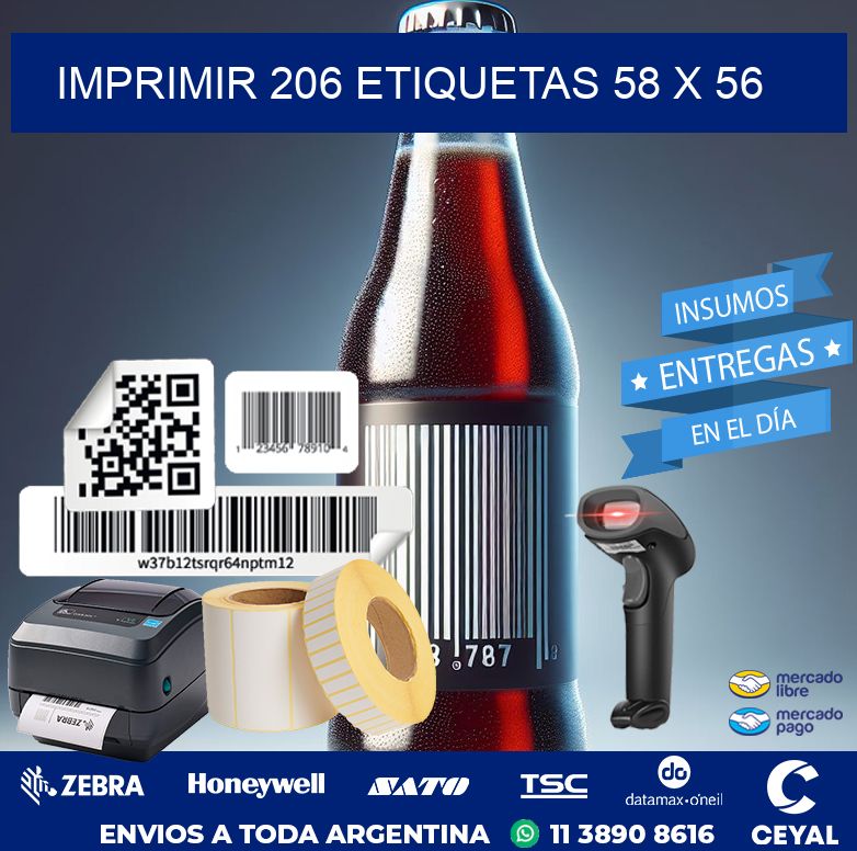 IMPRIMIR 206 ETIQUETAS 58 x 56