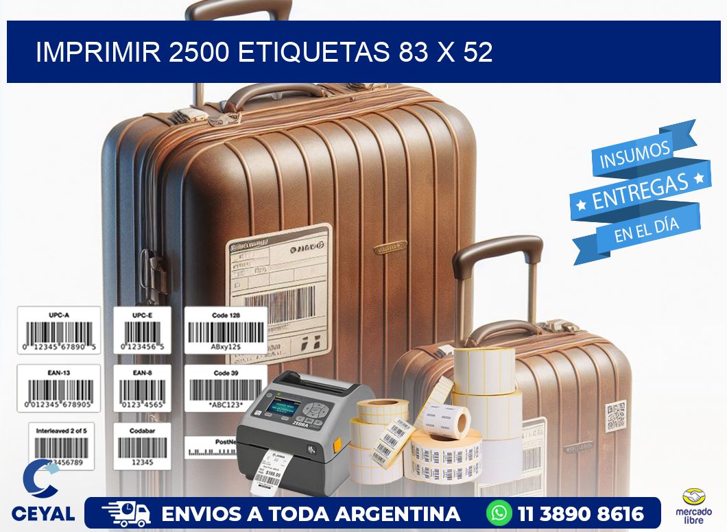 IMPRIMIR 2500 ETIQUETAS 83 x 52