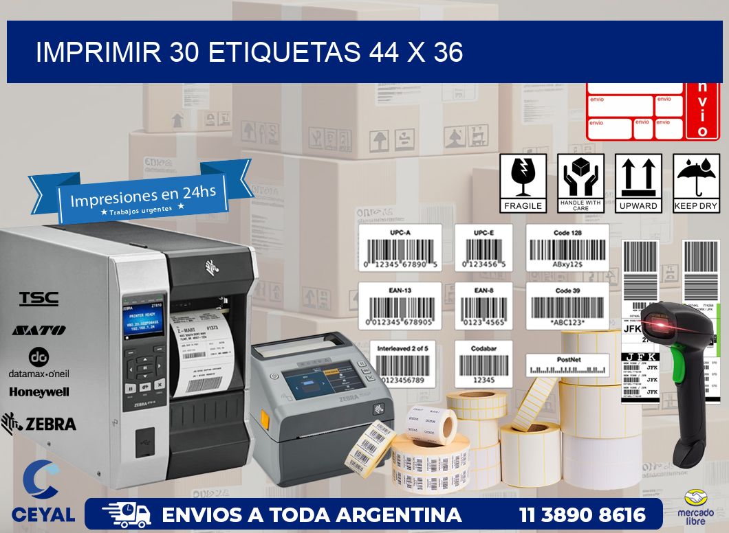 IMPRIMIR 30 ETIQUETAS 44 x 36