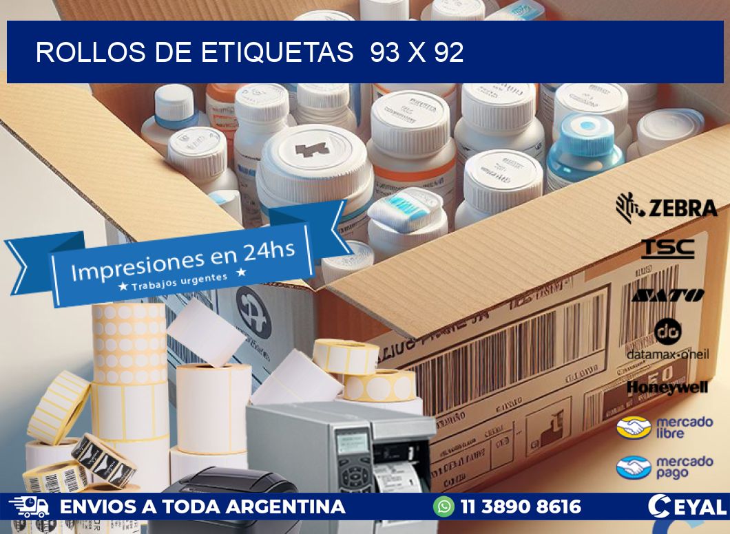 ROLLOS DE ETIQUETAS  93 x 92