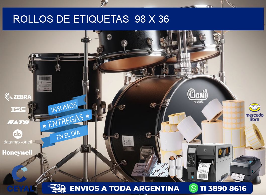 ROLLOS DE ETIQUETAS  98 x 36